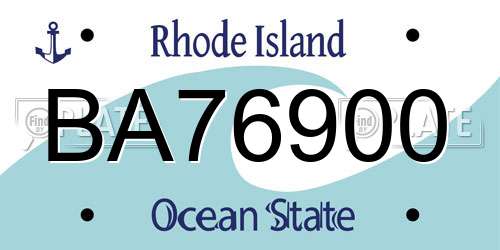 BA76900 Rhode Island License Plate