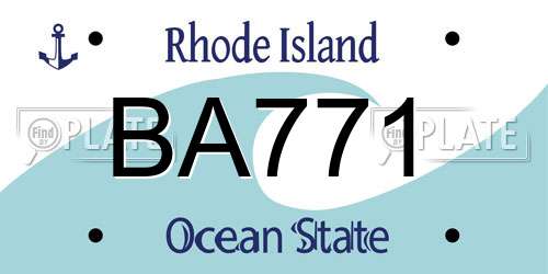 BA771 Rhode Island License Plate
