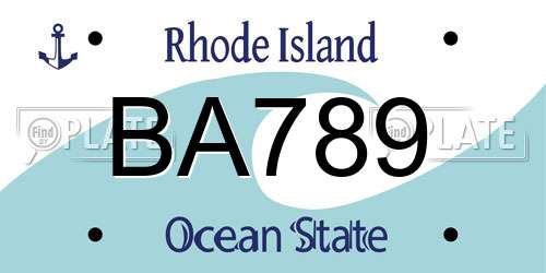 BA789 Rhode Island License Plate
