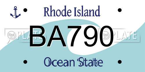 BA790 Rhode Island License Plate