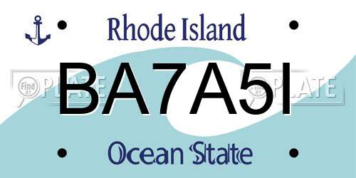 BA7A5I Rhode Island License Plate
