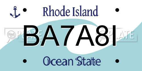 BA7A8I Rhode Island License Plate