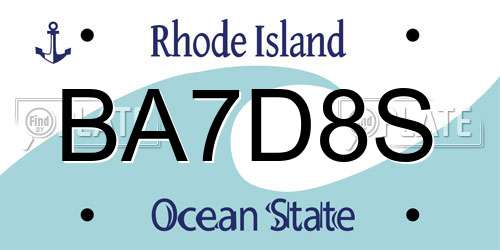 BA7D8S Rhode Island License Plate