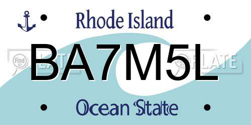 BA7M5L Rhode Island License Plate
