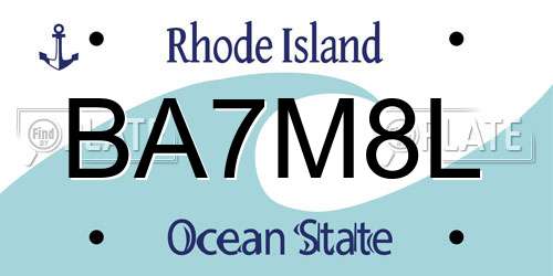 BA7M8L Rhode Island License Plate