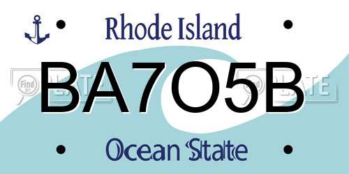 BA7O5B Rhode Island License Plate