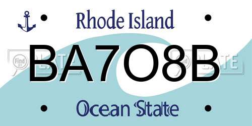 BA7O8B Rhode Island License Plate