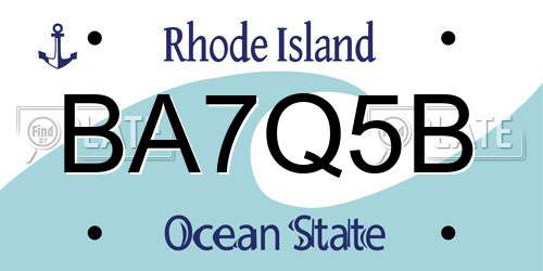 BA7Q5B Rhode Island License Plate