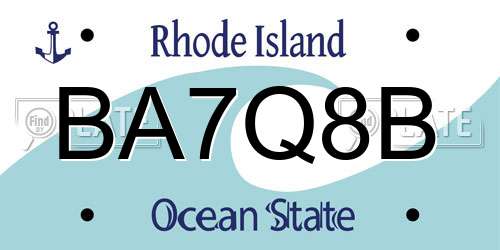 BA7Q8B Rhode Island License Plate
