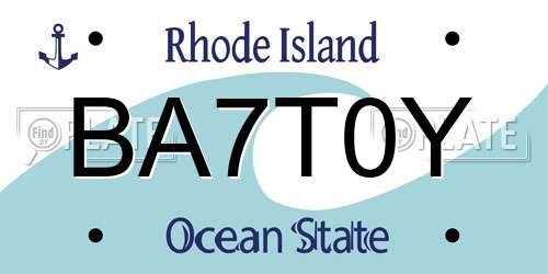BA7T0Y Rhode Island License Plate