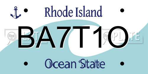BA7T1O Rhode Island License Plate