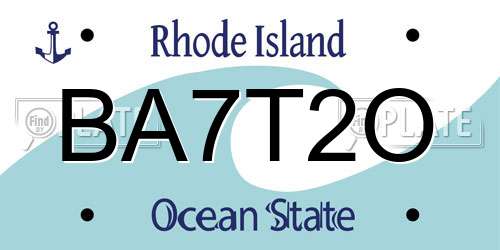 BA7T2O Rhode Island License Plate