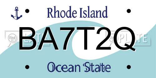 BA7T2Q Rhode Island License Plate