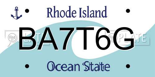 BA7T6G Rhode Island License Plate
