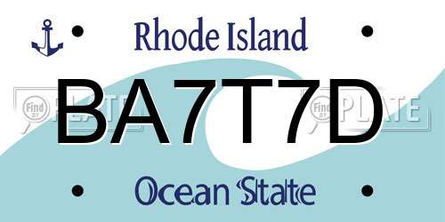 BA7T7D Rhode Island License Plate