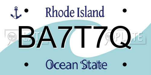 BA7T7Q Rhode Island License Plate