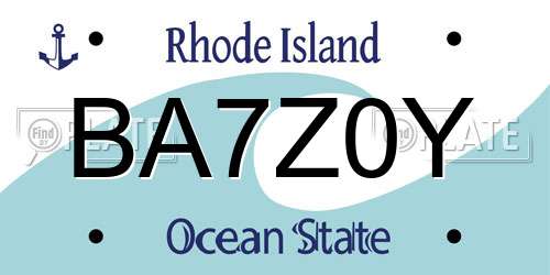 BA7Z0Y Rhode Island License Plate