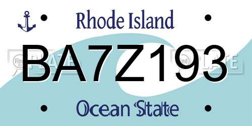 BA7Z193 Rhode Island License Plate