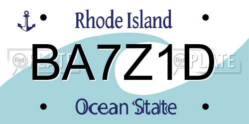 BA7Z1D Rhode Island License Plate