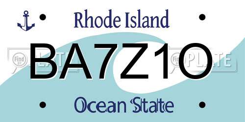 BA7Z1O Rhode Island License Plate