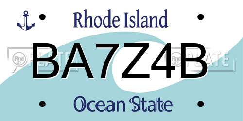 BA7Z4B Rhode Island License Plate