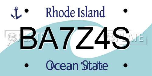 BA7Z4S Rhode Island License Plate