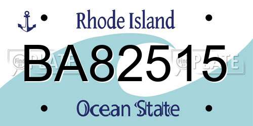 BA82515 Rhode Island License Plate