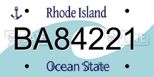 BA84221 Rhode Island License Plate