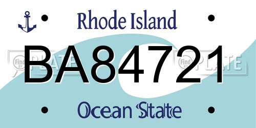 BA84721 Rhode Island License Plate