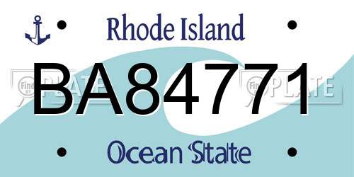 BA84771 Rhode Island License Plate