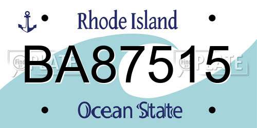 BA87515 Rhode Island License Plate