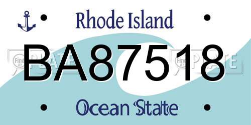 BA87518 Rhode Island License Plate