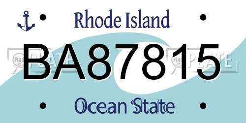 BA87815 Rhode Island License Plate