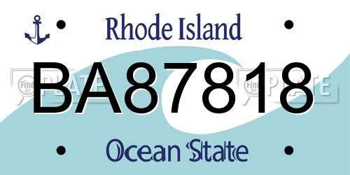 BA87818 Rhode Island License Plate