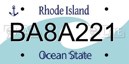 BA8A221 Rhode Island License Plate