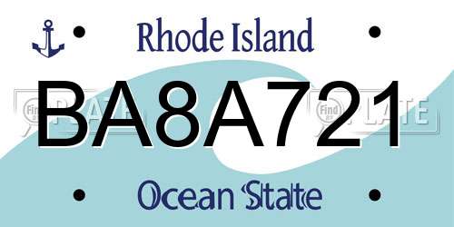 BA8A721 Rhode Island License Plate