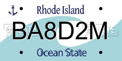 BA8D2M Rhode Island License Plate