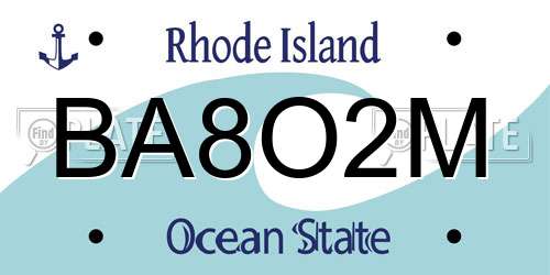 BA8O2M Rhode Island License Plate