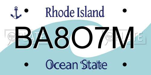 BA8O7M Rhode Island License Plate