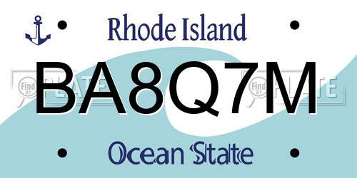 BA8Q7M Rhode Island License Plate