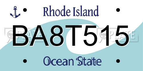 BA8T515 Rhode Island License Plate