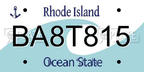 BA8T815 Rhode Island License Plate