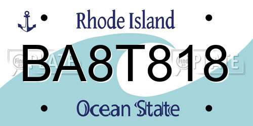 BA8T818 Rhode Island License Plate