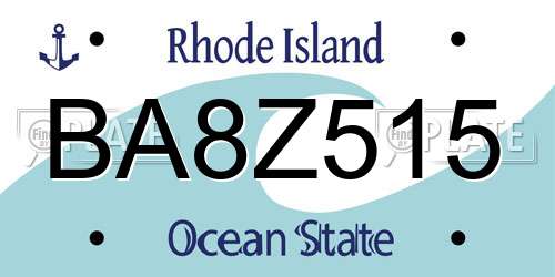 BA8Z515 Rhode Island License Plate