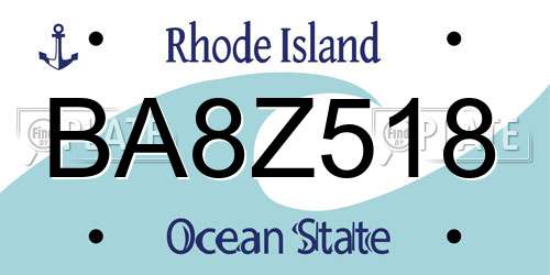 BA8Z518 Rhode Island License Plate