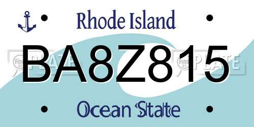 BA8Z815 Rhode Island License Plate
