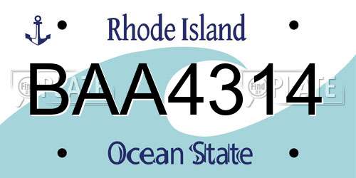 BAA4314 Rhode Island License Plate