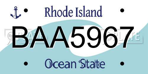BAA5967 Rhode Island License Plate