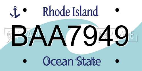 BAA7949 Rhode Island License Plate