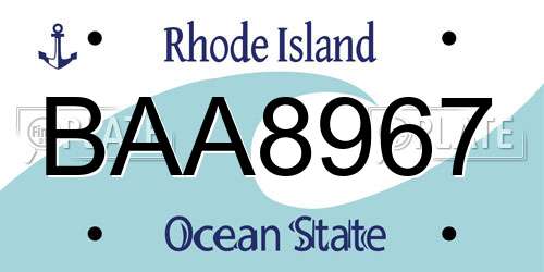 BAA8967 Rhode Island License Plate